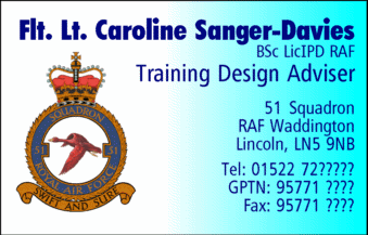 A variation of the standard RAF card.